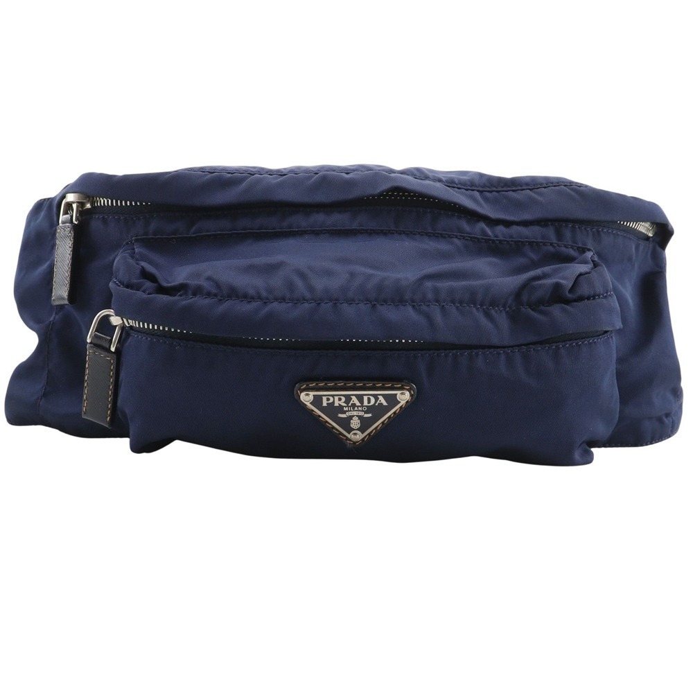 PRADA waist Clutch body bag Navy Blue